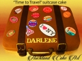 \"time to travel\" suitcase cake