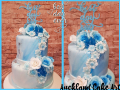 BLUE AND SILVER WEDDING CAKE